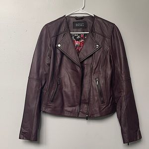 Badgley Mischka asymmetrical genuineleather jacket